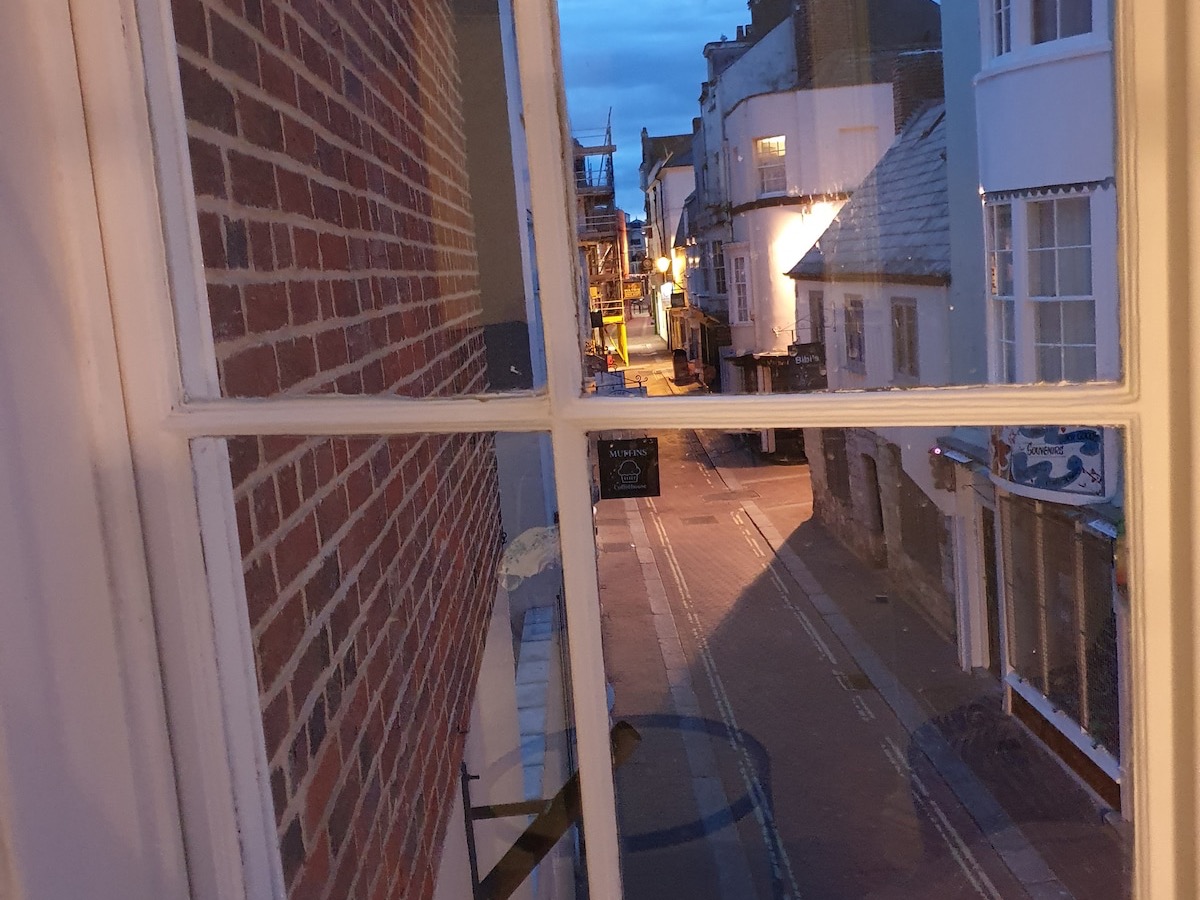 Evening view of Weymouth town from The Escape window